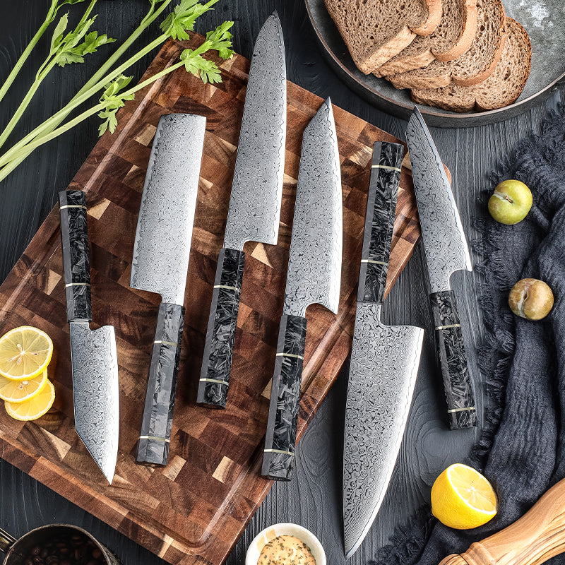 Zeitaku 6-Piece Damascus Steel Knife Set