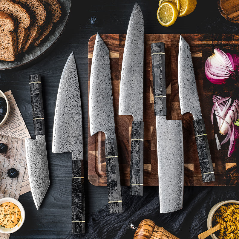 Zeitaku 6-Piece Damascus Steel Knife Set