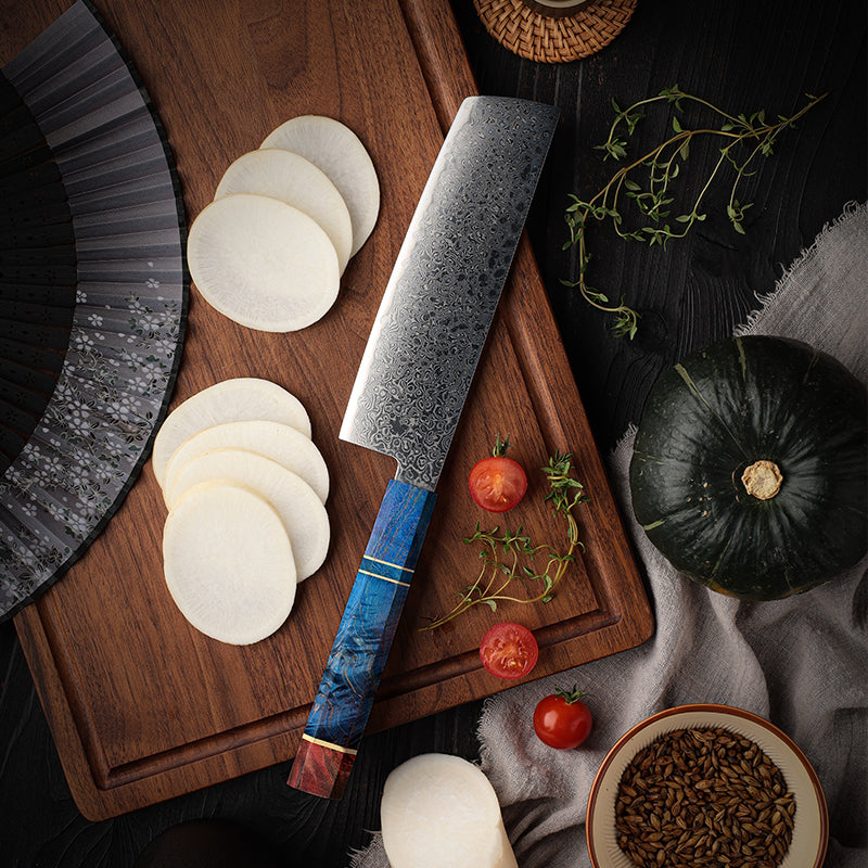 Azayaga 7" Damascus Steel Nakiri Knife