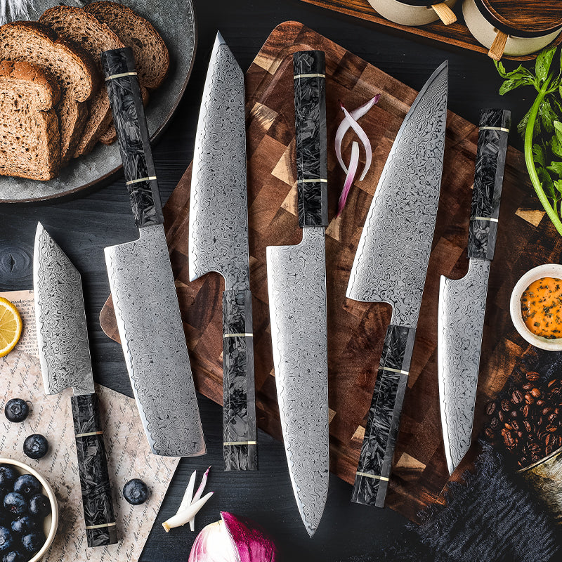 Zeitaku 6-Piece Damascus Steel Knife Set