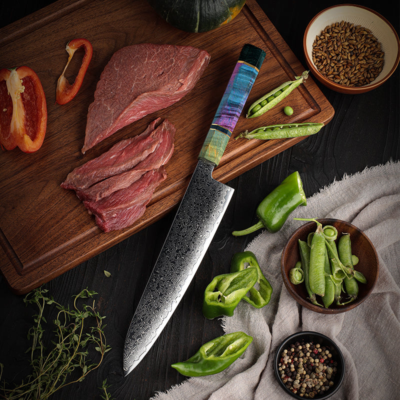 Azayaga 9" Damascus Steel Long Chef Knife