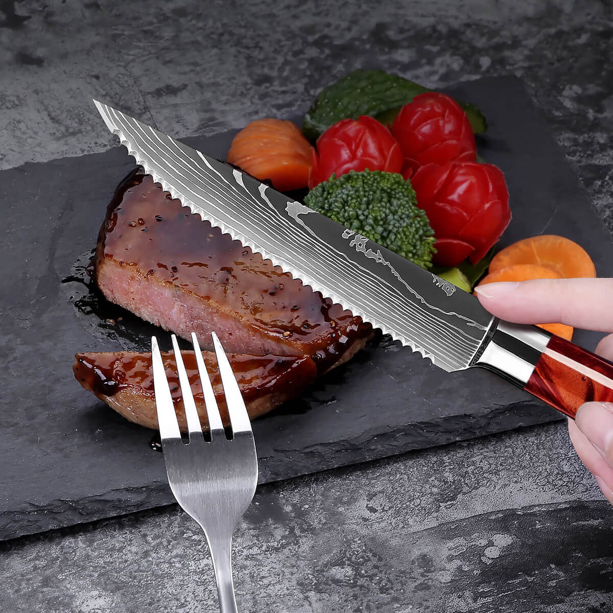 Akakiri 6-Piece Damacus Steak Knife Set