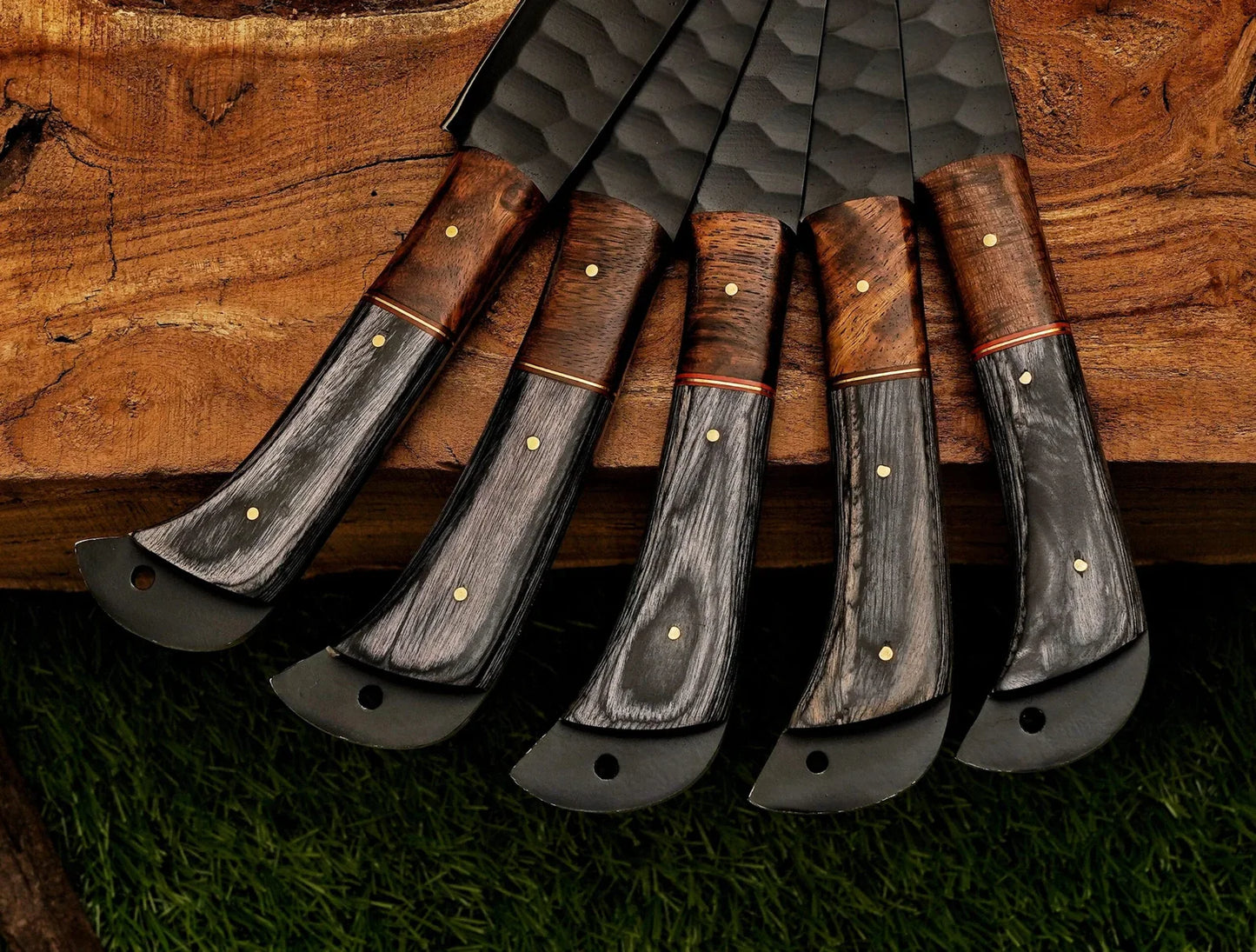 Wenge Wood 5-Piece Black Damascus Knife Set