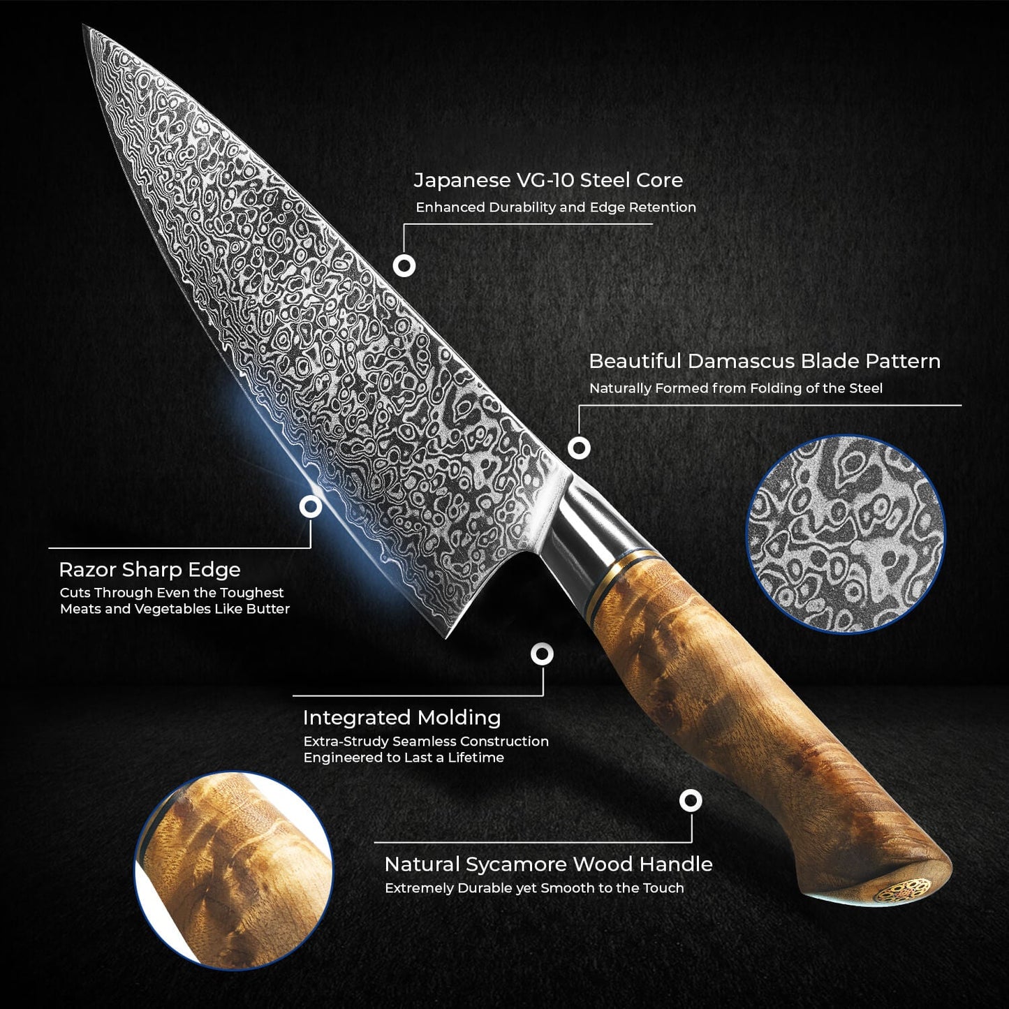 Takara 8" Damascus Steel Chef Knife