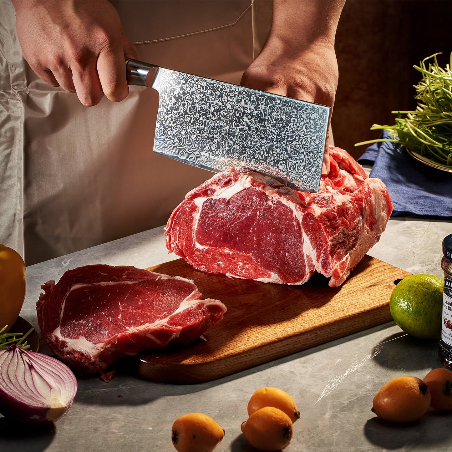 Takara 7" Damascus Steel Cleaver Knife
