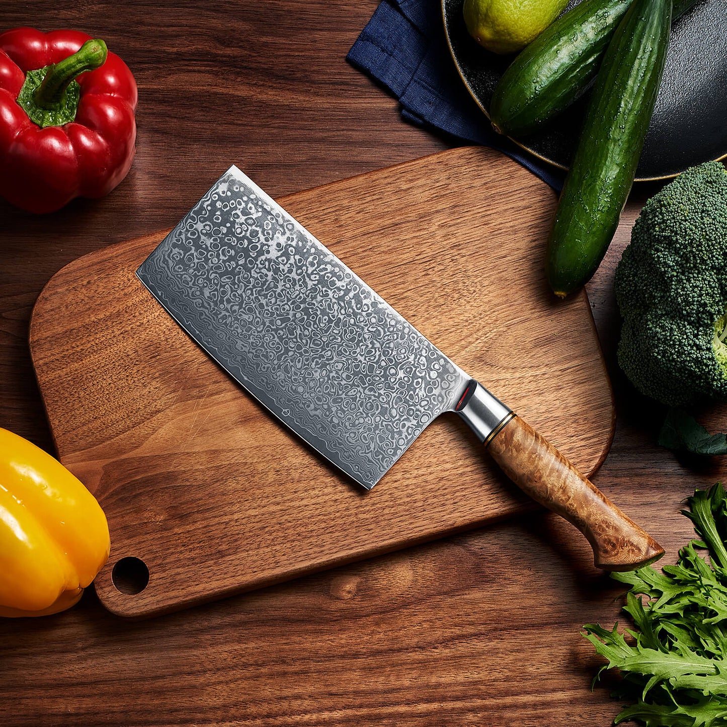 Takara 7" Damascus Steel Cleaver Knife