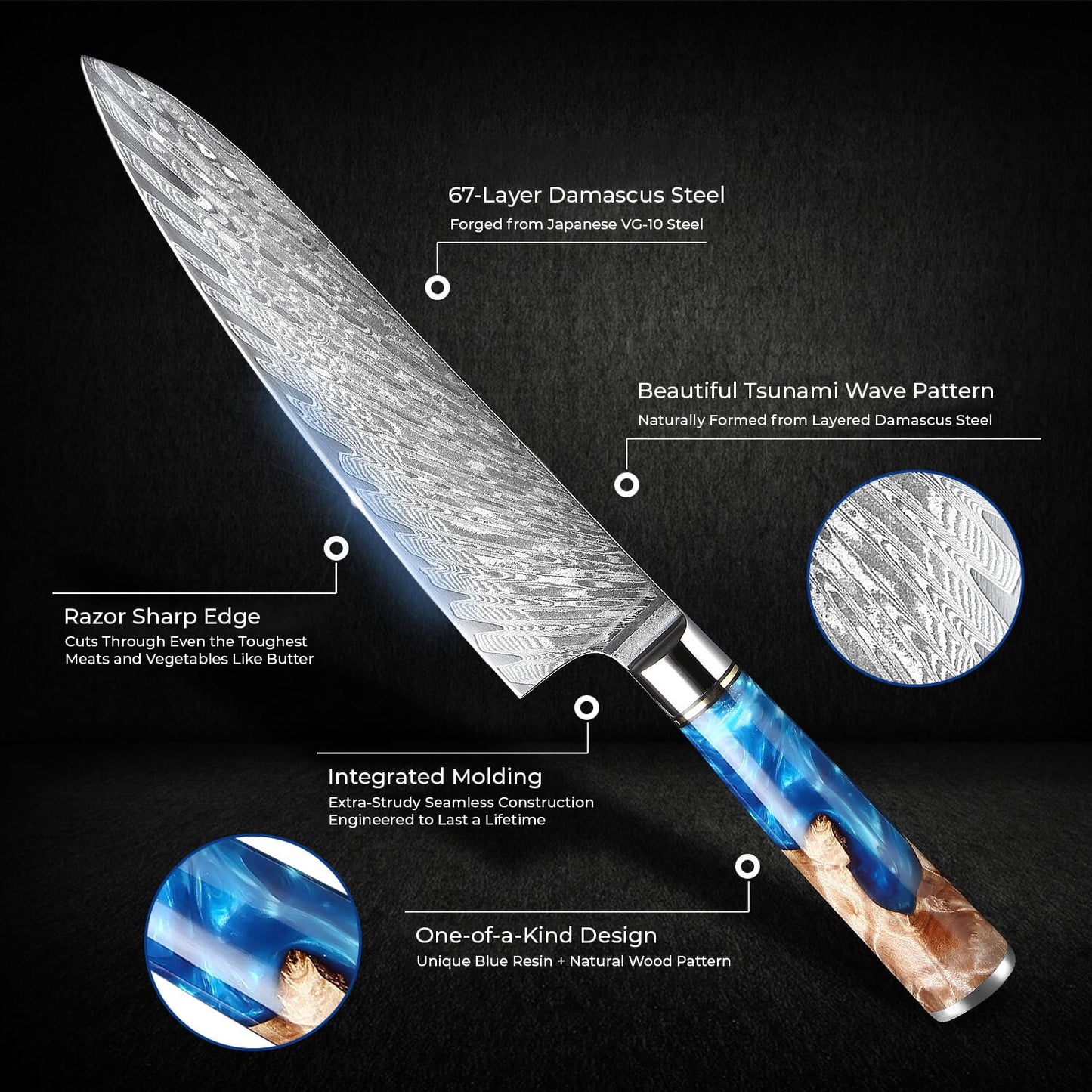 Aokami 7-Piece Damascus Steel Knife Set