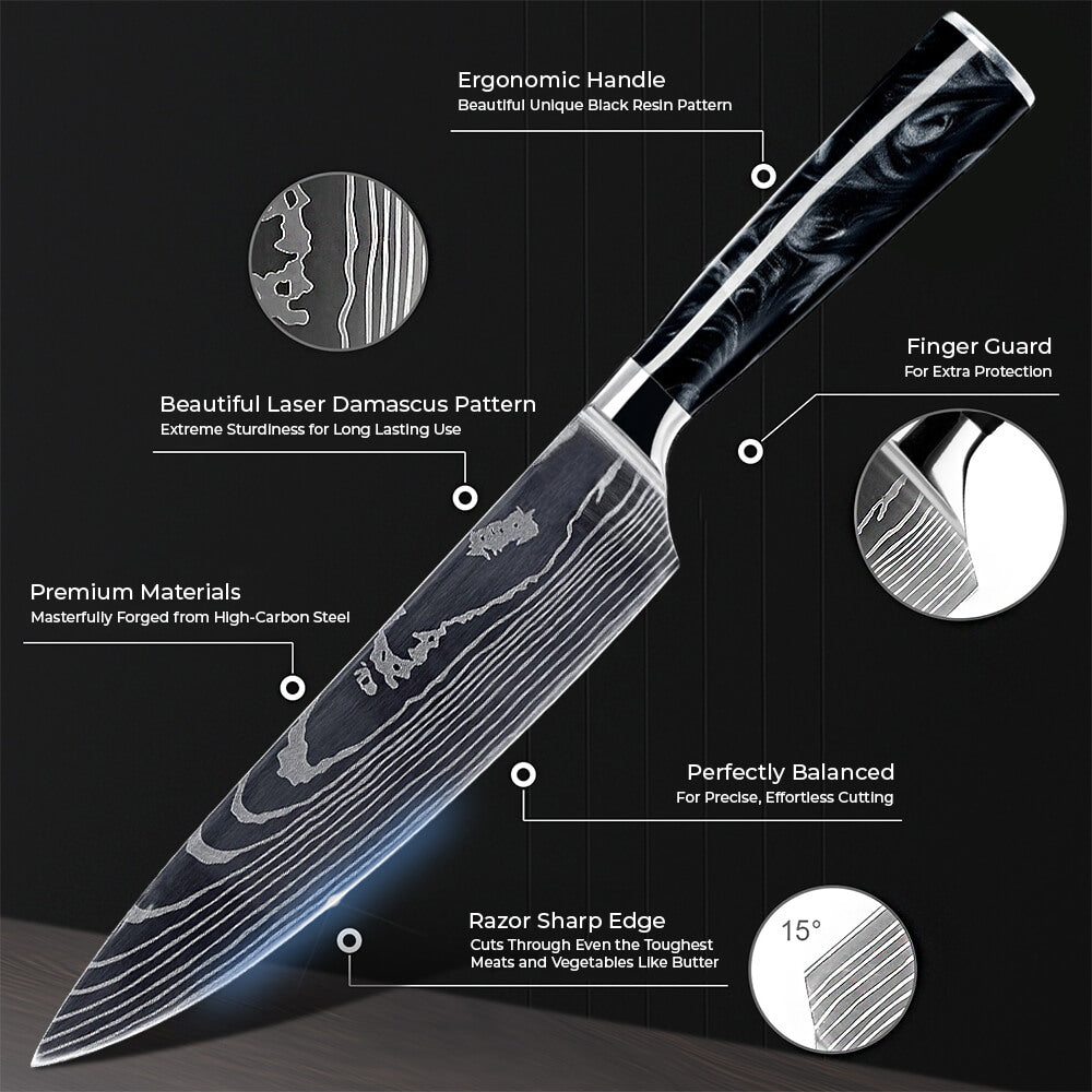 Kuroha 8-Piece Damascus Steel Knife Set