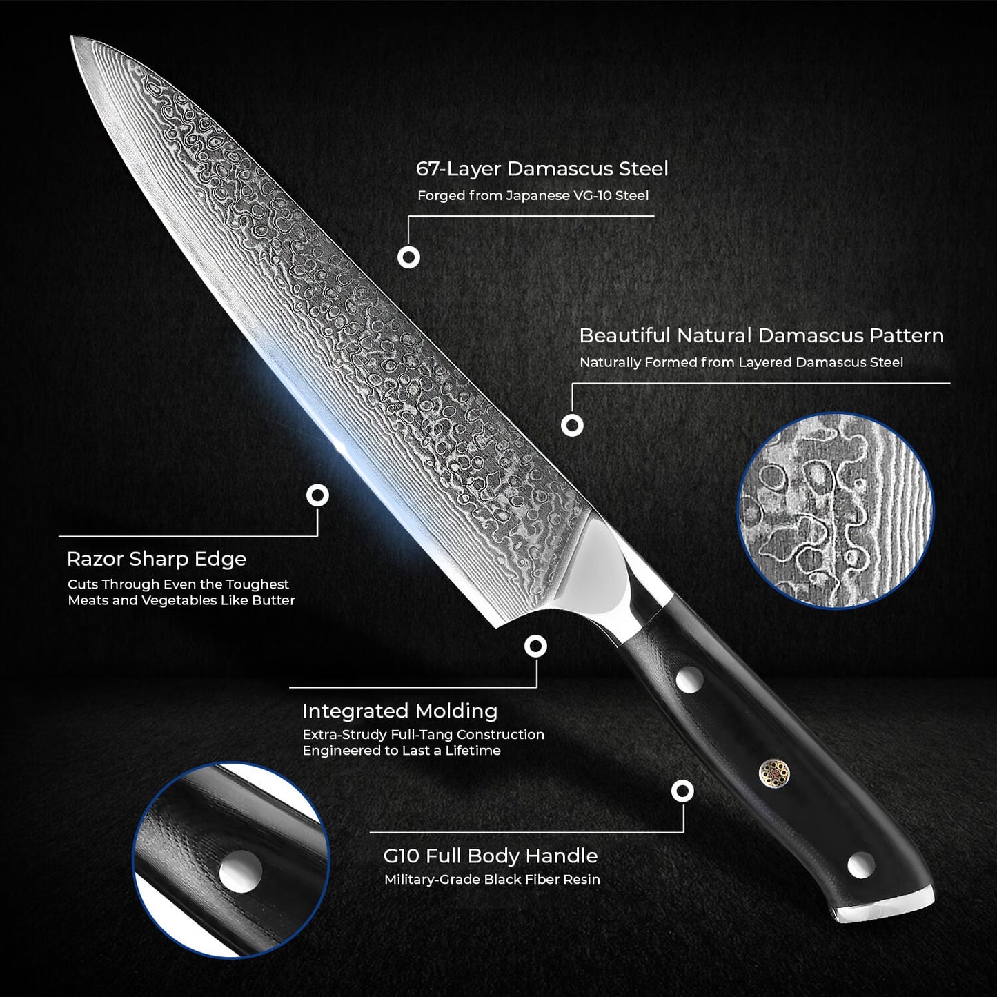 Kensei 6-Piece VG10 Damascus Knife Set