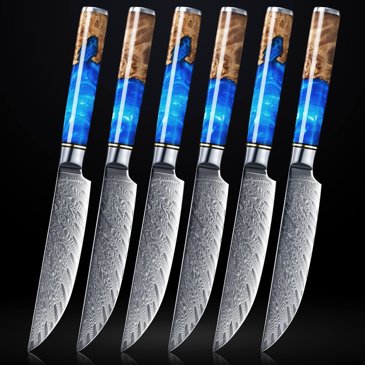 Aokami 4-Piece Damascus Steel Steak Knife Set