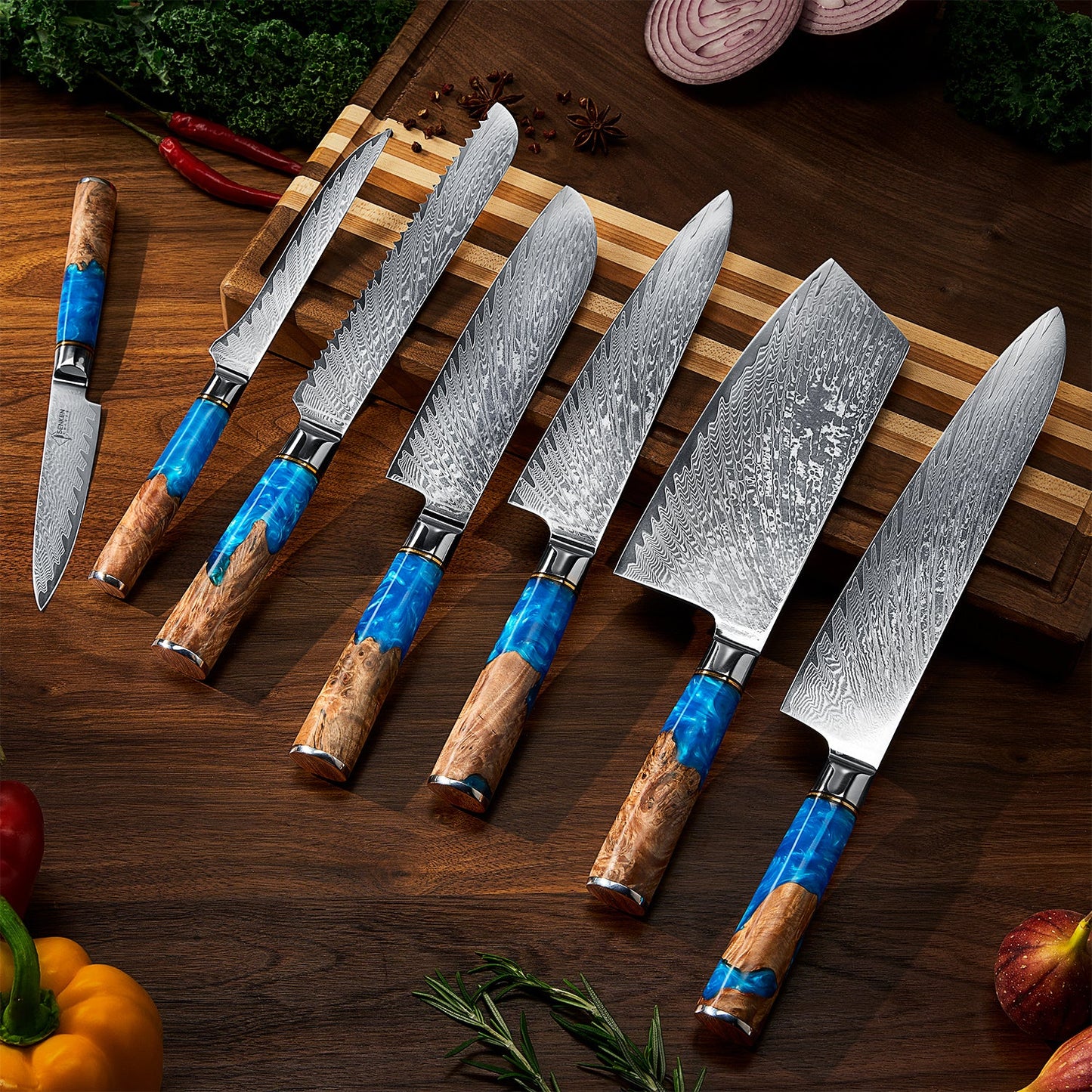 Aokami 7-Piece Damascus Steel Knife Set