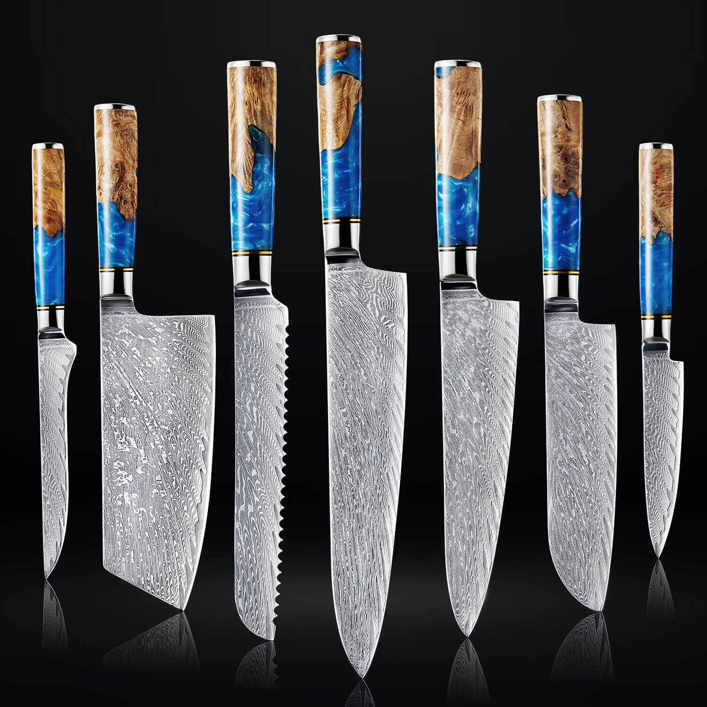 Aokami 7-Piece Damascus Steel Knife Set