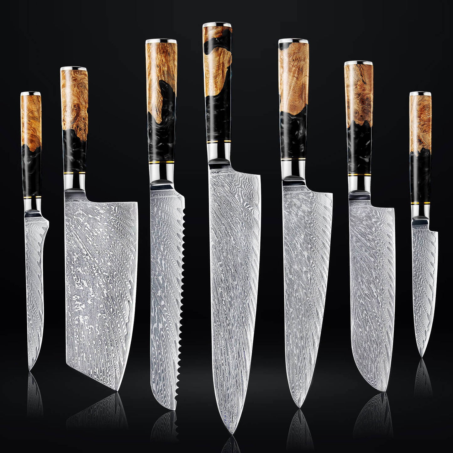 Aokami 7-Piece Damascus Steel Knife Set