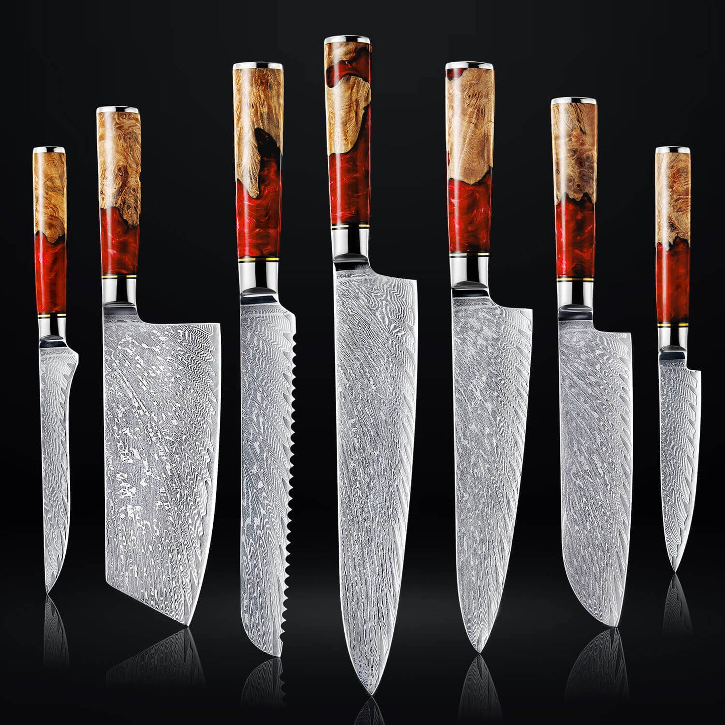 Aokami 7-Piece Damascus Steel Knife Set