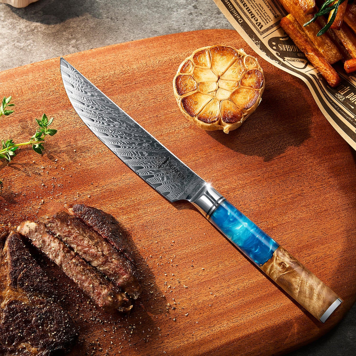 Aokami 4-Piece Damascus Steel Steak Knife Set