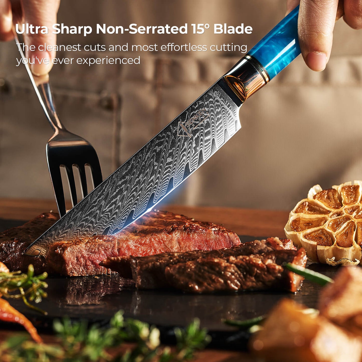 Aokami 4-Piece Damascus Steel Steak Knife Set