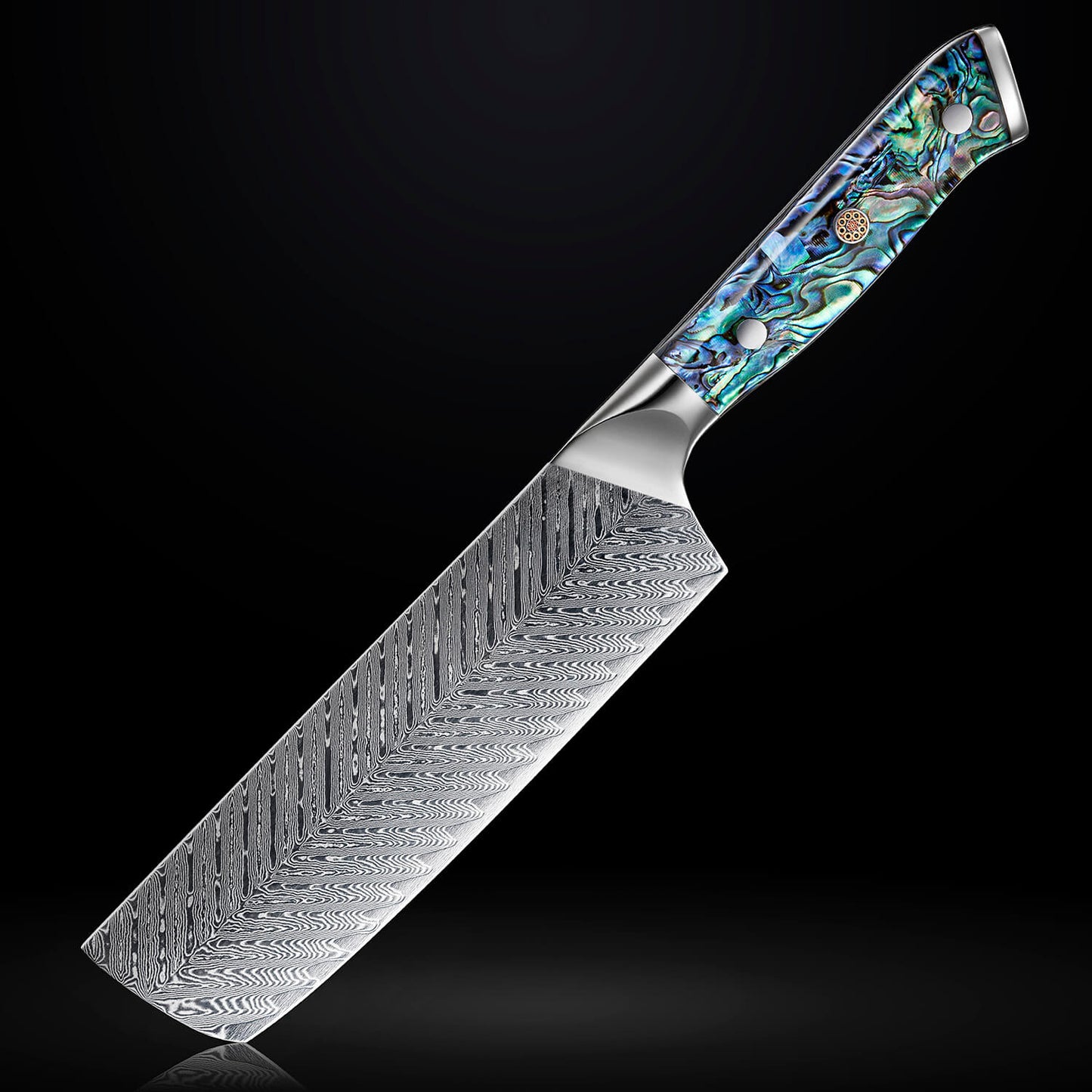 Kira 7" Damascus Steel Cleaver Knife