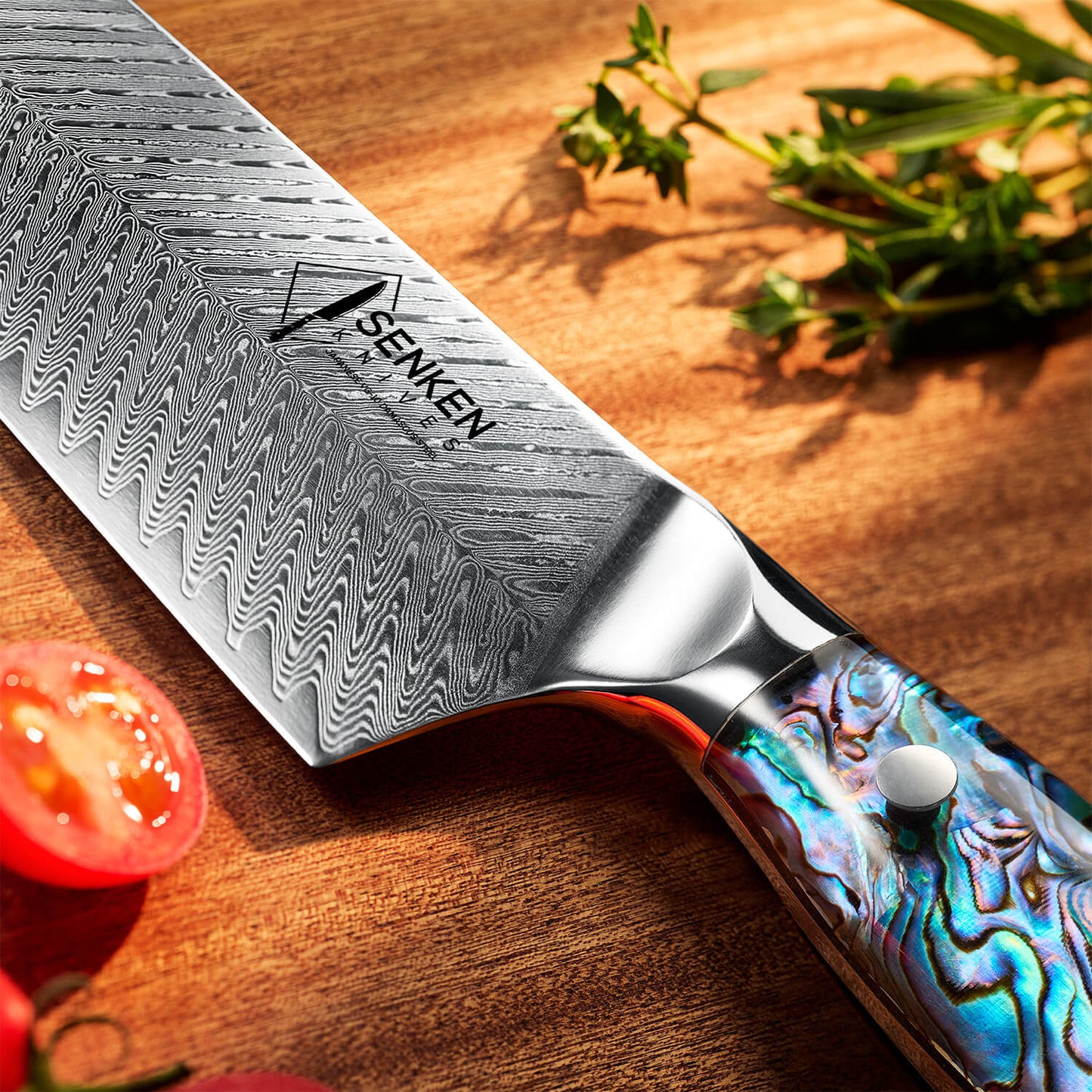 Kira 7" Damascus Steel Cleaver Knife