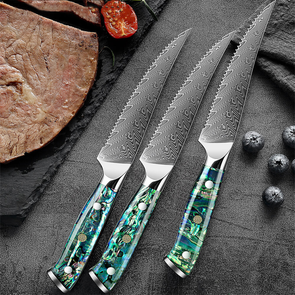 Kira 4-Piece Damascus Steel Steak Knife Set