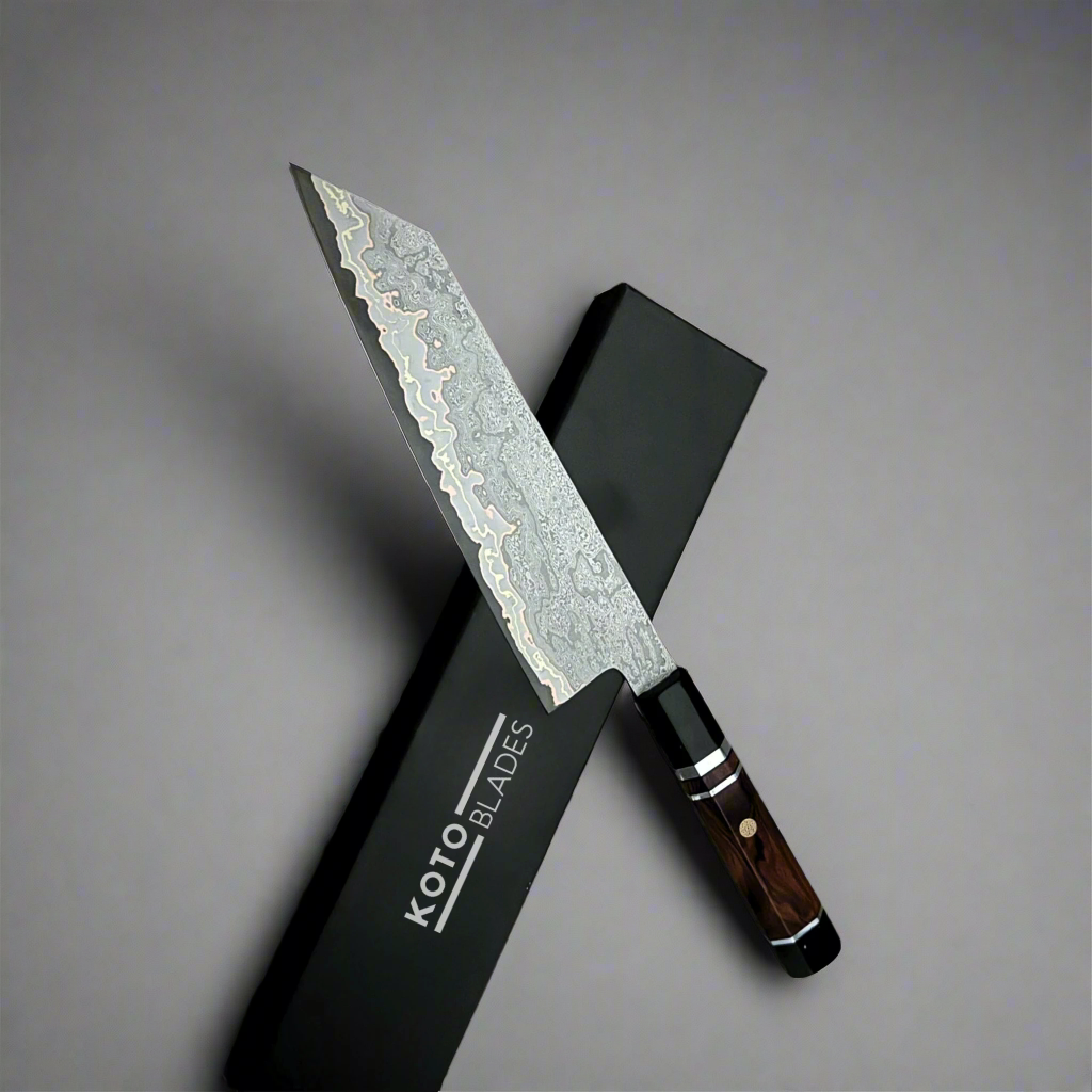 Kazeshin 7" Copper San Mai Premium Damascus Bunka Knife