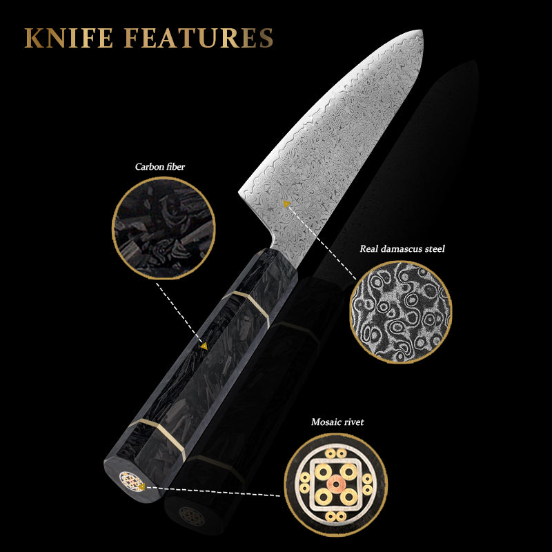 Zeitaku 6-Piece Damascus Steel Knife Set