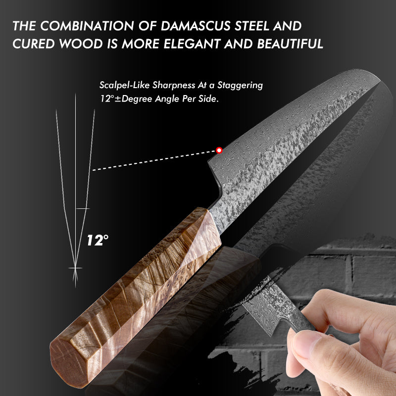 Double Sushi Knife Set (2-Piece Damascus Steel)