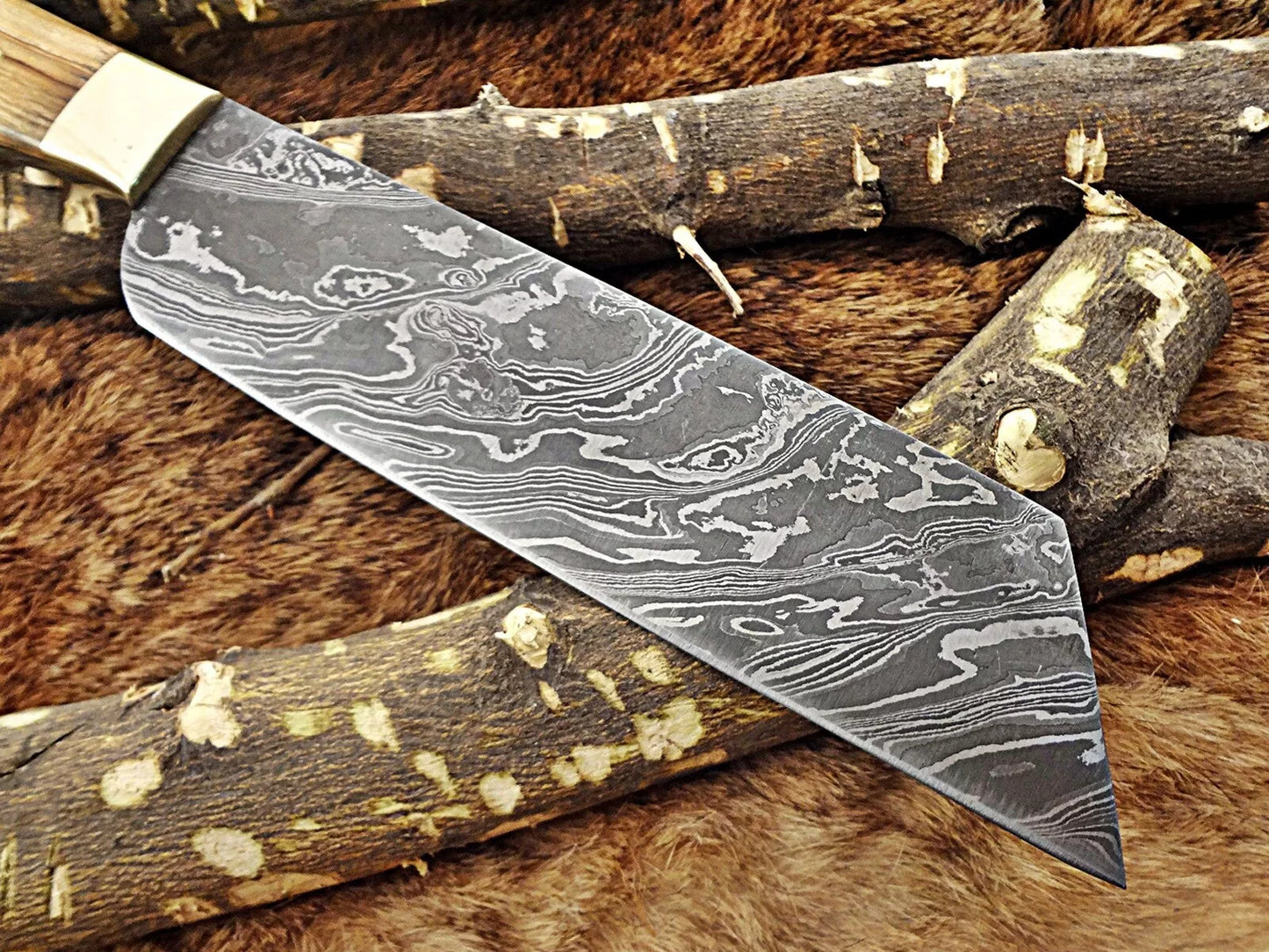 Kow Wood 13" Damascus Nakiri Knife