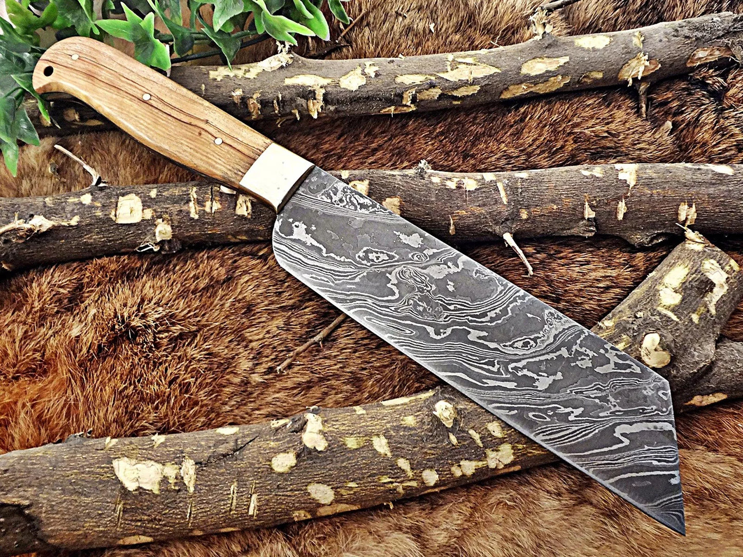 Kow Wood 13" Damascus Nakiri Knife