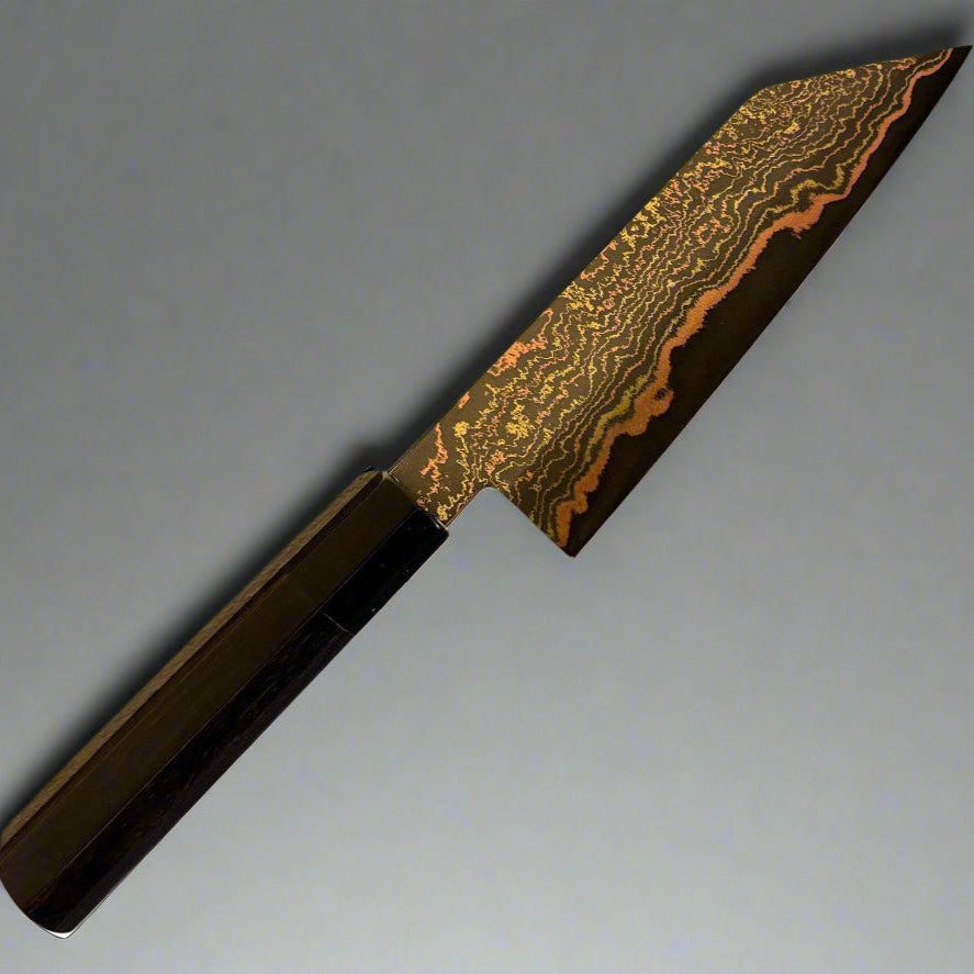Kurogane Copper San Mai Premium Damascus Bunka Chef Knife