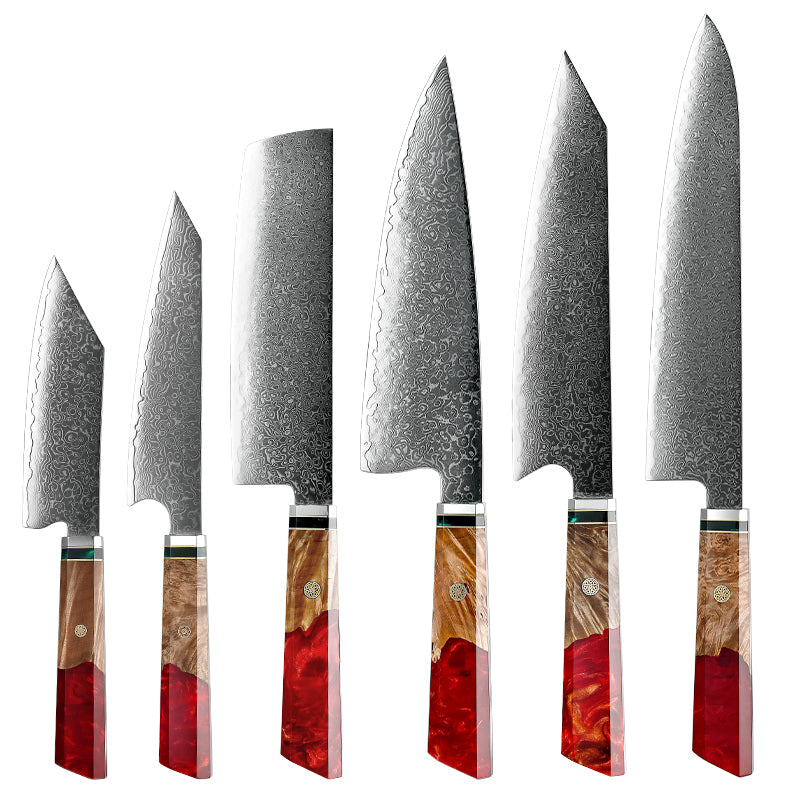 Hinata 6-Piece Damascus Steel Knife Set