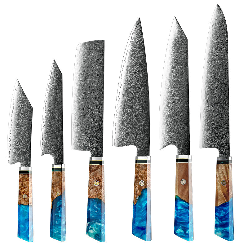 Hinata 6-Piece Damascus Steel Knife Set