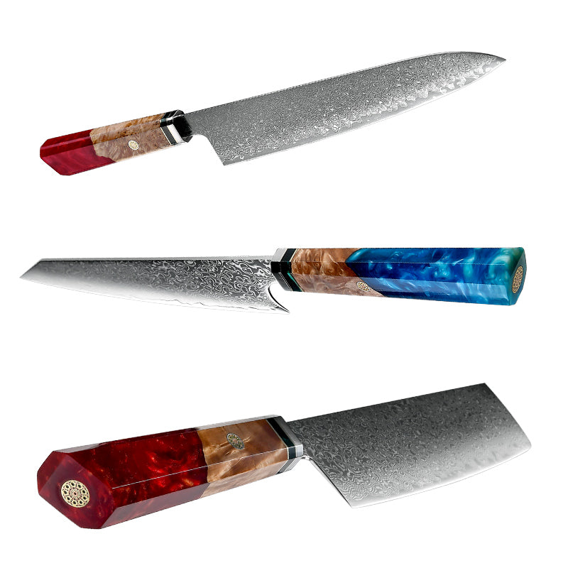 Hinata 6-Piece Damascus Steel Knife Set