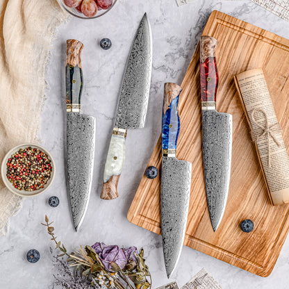 Nami Damascus Steel 4-Piece Chef Knife Set