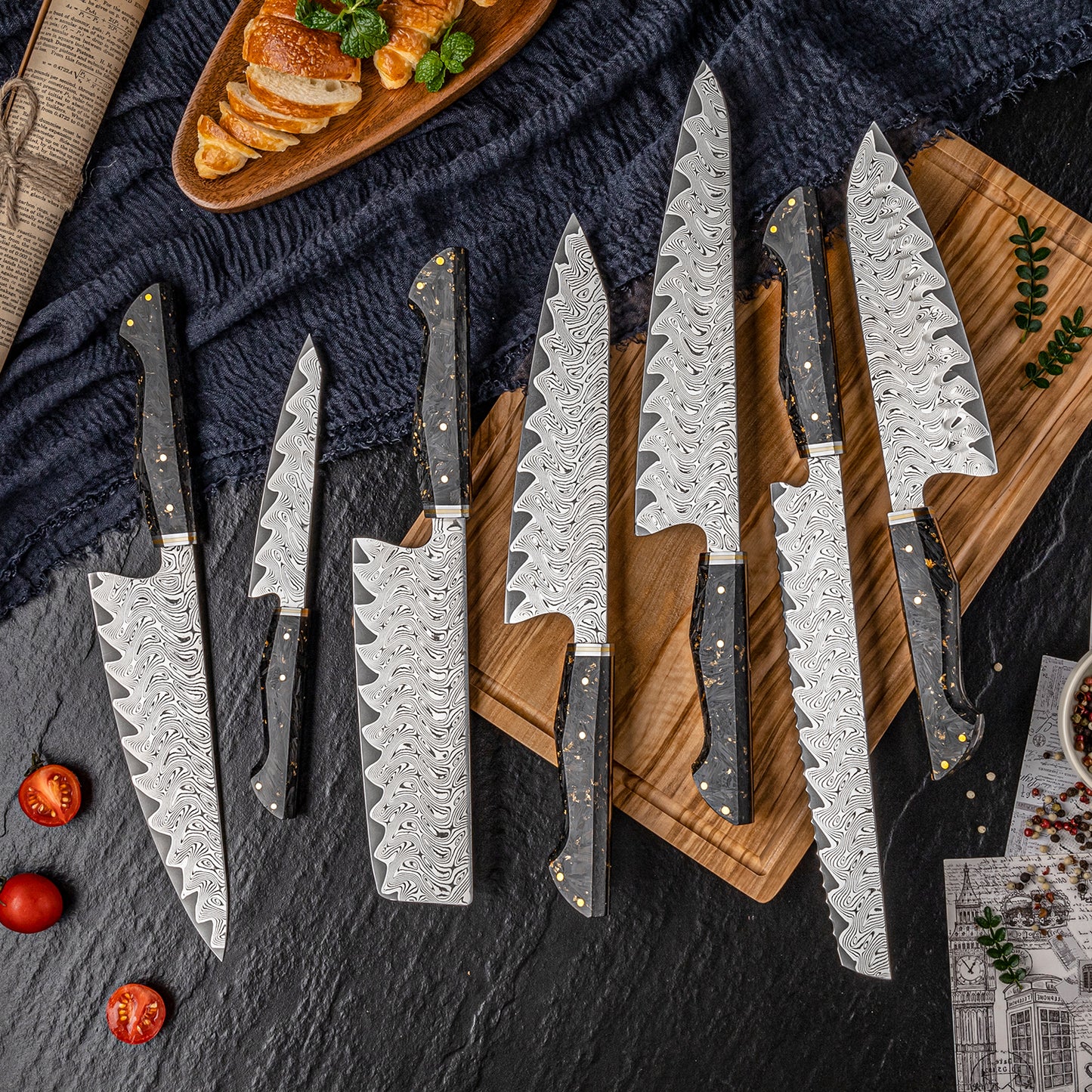 Daikokuten 7-Piece Damascus Steel Knife Set