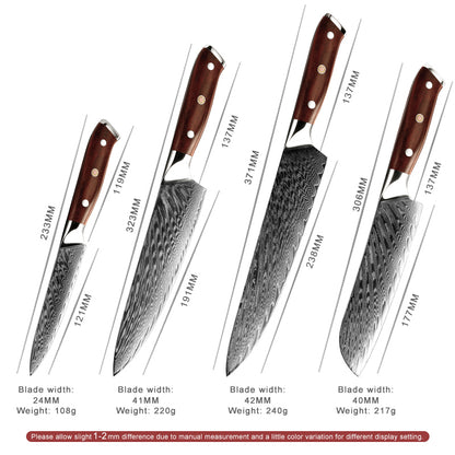 Yasu 4-Piece Damascus Steel Knife Set