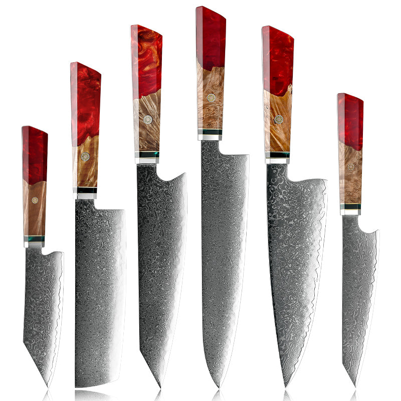 Hinata 6-Piece Damascus Steel Knife Set