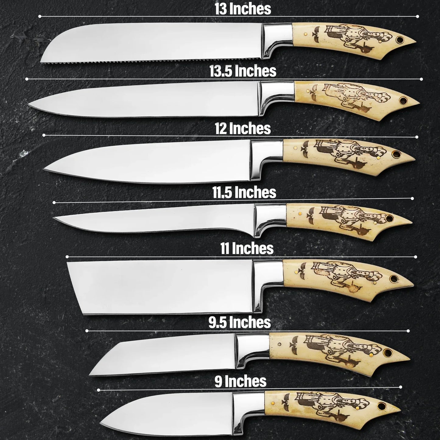 The Chef 7-Piece J2 Steel Knife Set