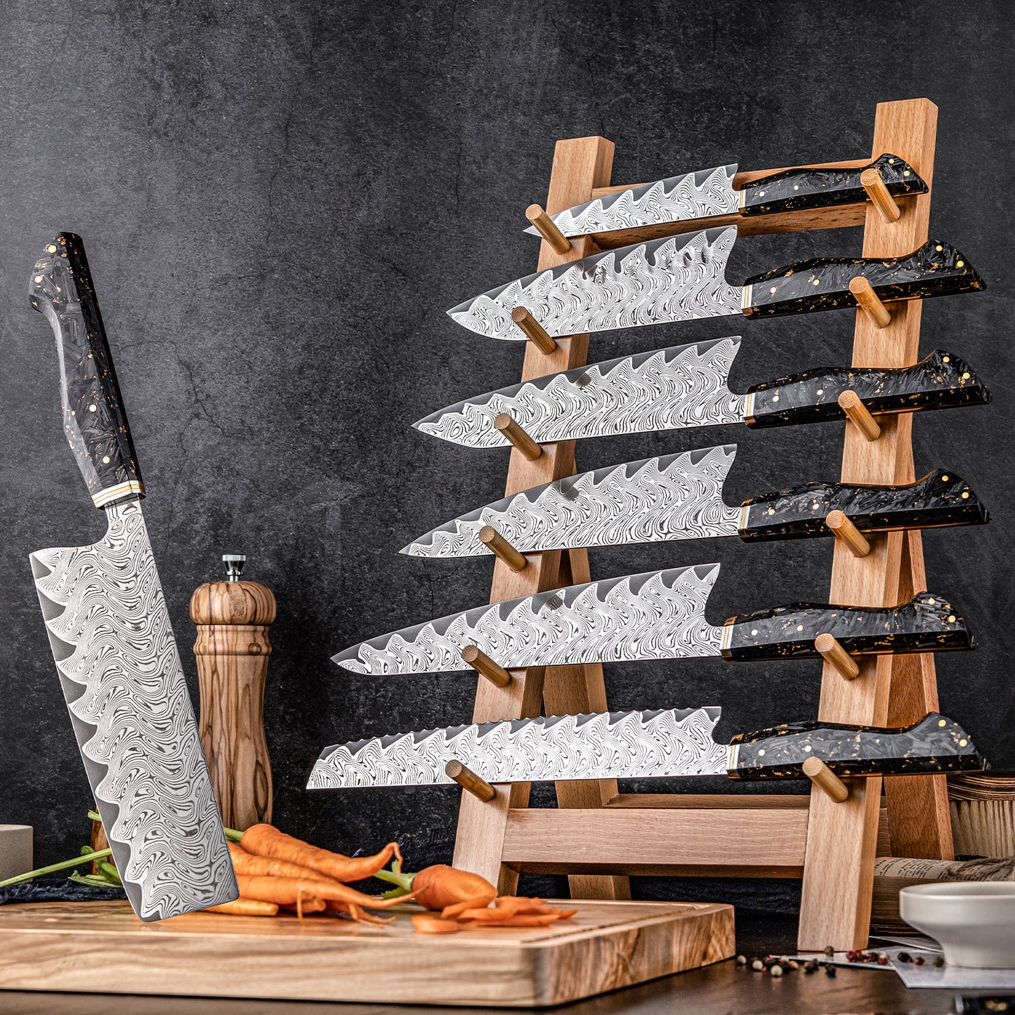 Daikokuten 7-Piece Damascus Steel Knife Set