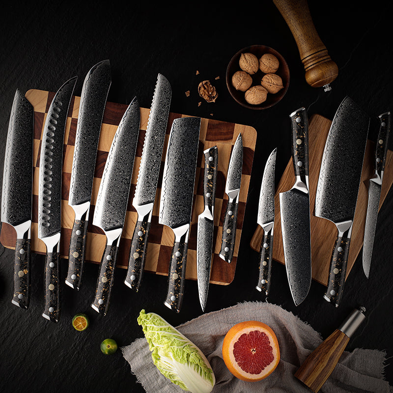 Kuro no Nazo 11-Piece Damascus Steel Knife Set