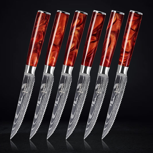 Akakiri 6-Piece Damacus Steak Knife Set