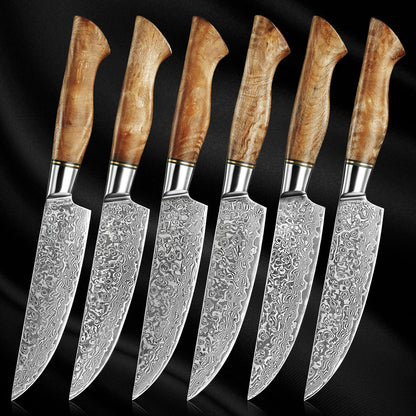 Takara 6-Piece Damascus Steel Steak Knife Set