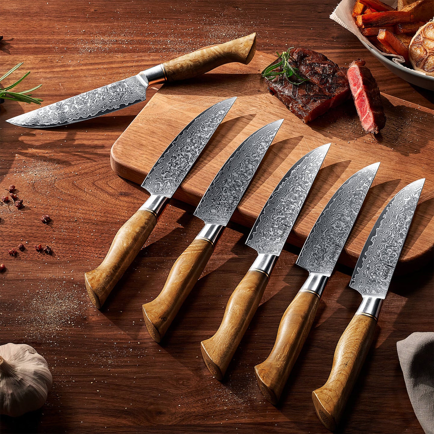 Takara 6-Piece Damascus Steel Steak Knife Set