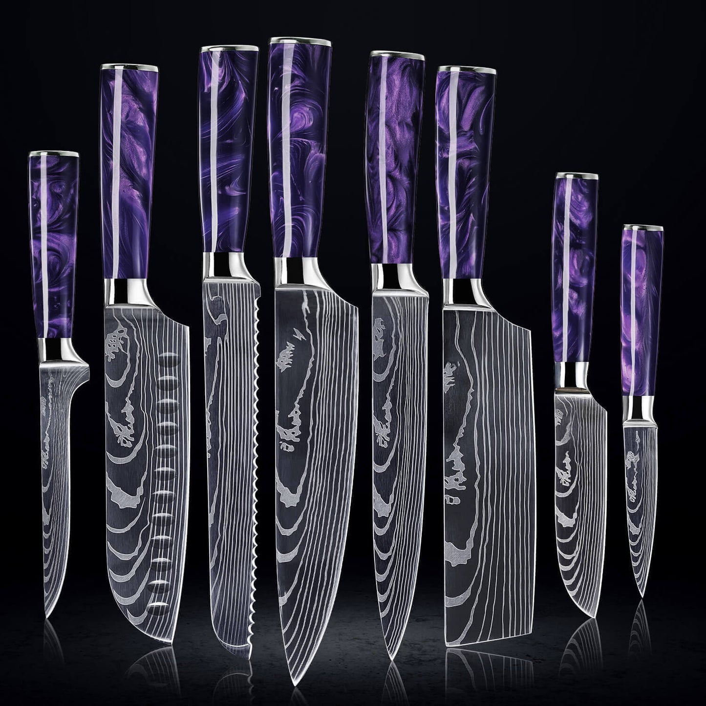 Amethyne 8-Piece Damascus Steel Knife Set