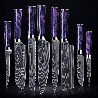 Amethyne 8-Piece Damascus Steel Knife Set