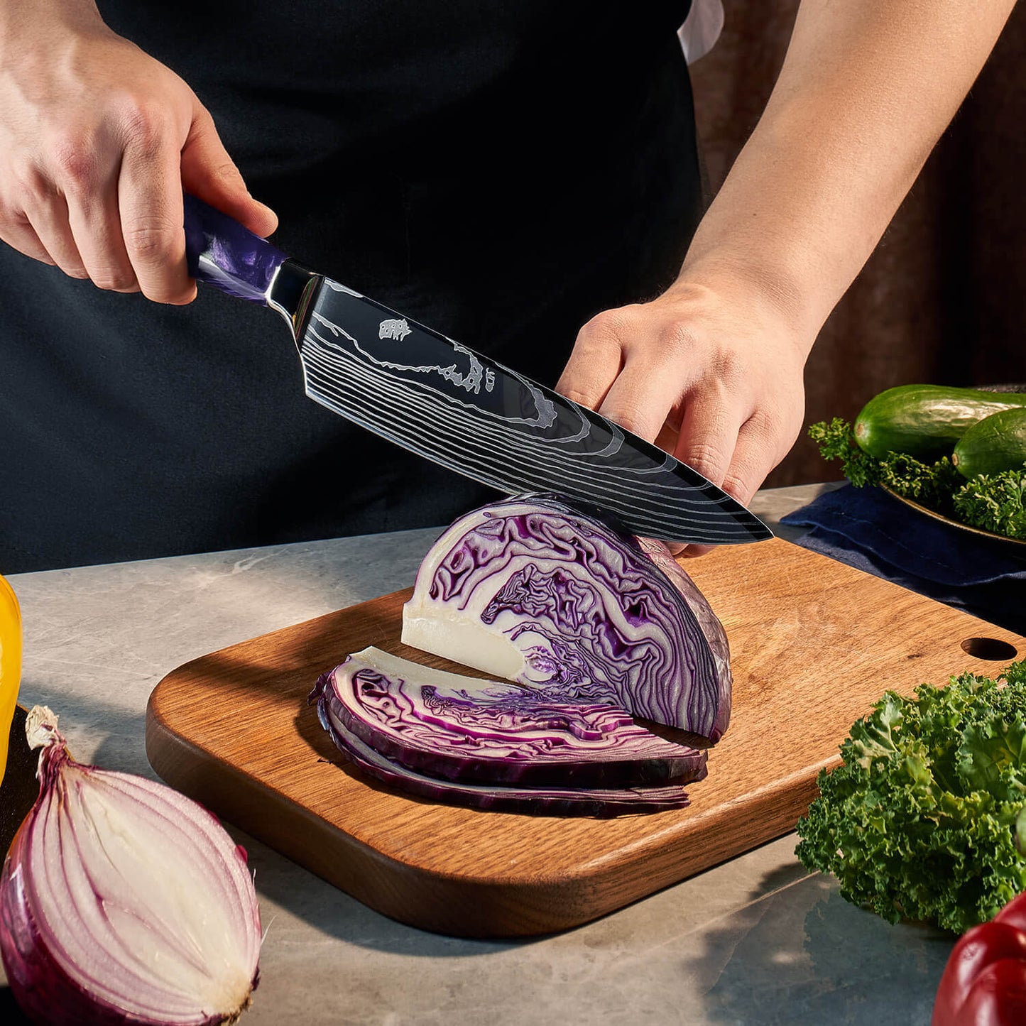 Amethyne 8-Piece Damascus Steel Knife Set