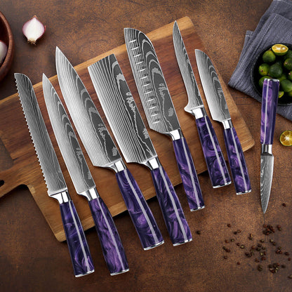 Amethyne 8-Piece Damascus Steel Knife Set