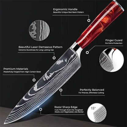 Akakiri 8-Piece Damascus Steel Knife Set