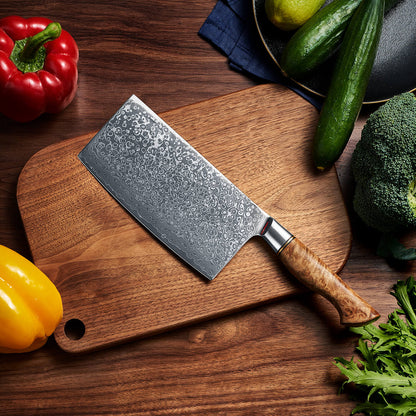 Takara 7" Damascus Steel Cleaver Knife