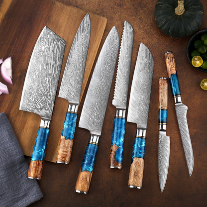 Aokami 7-Piece Damascus Steel Knife Set