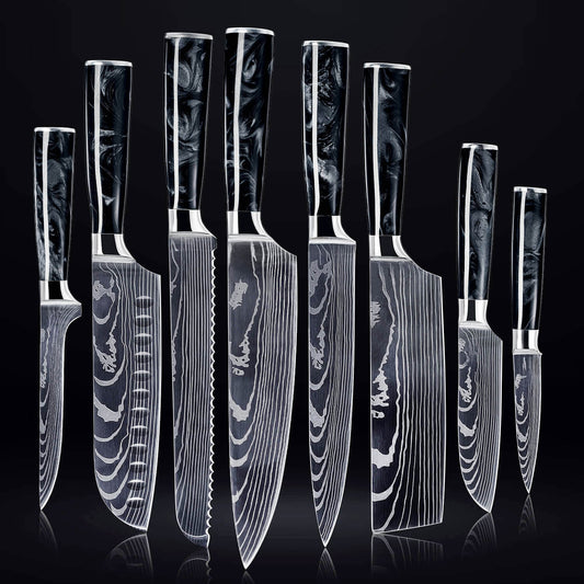 Kuroha 8-Piece Damascus Steel Knife Set